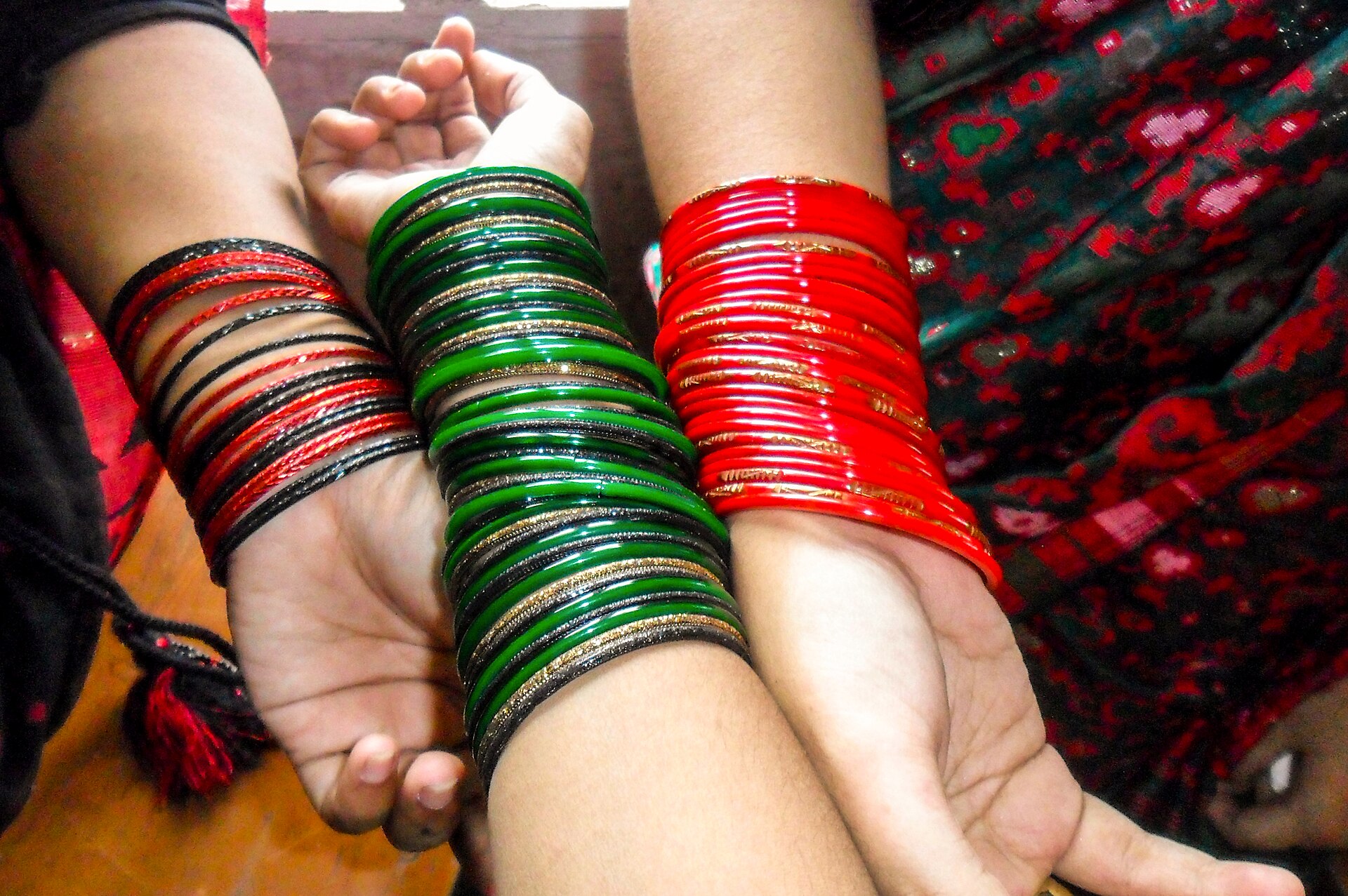 Women wearing traditional bangles