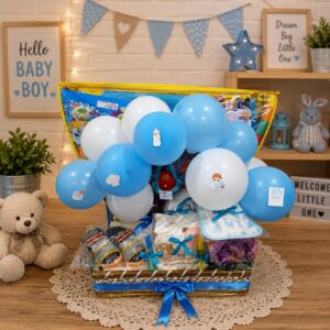 Handmade Hello Baby Boy welcome gift basket by Binte Tariq